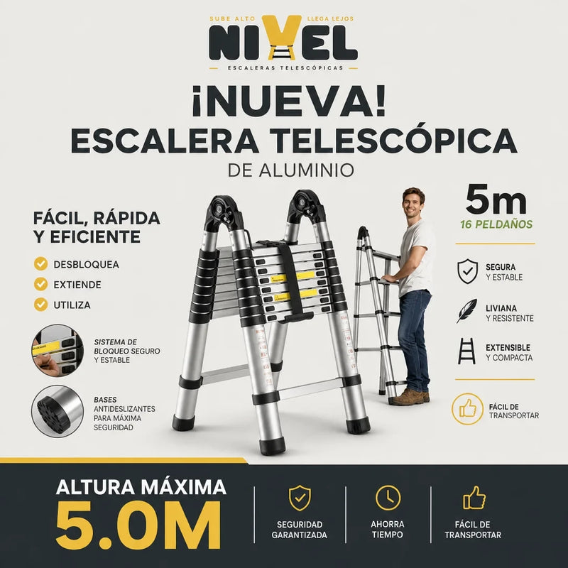Escalera Telescópica de 16 Peldaños